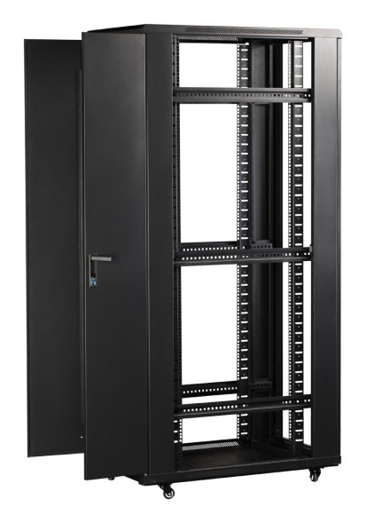 Шкаф коммутационный Lanmaster (TWT-CBB-27U-6X6-G1) напольный 27U 600x600мм пер.дв.стекл задн.дв.спл.стал.лист 2-хст. 2 бок.пан. 800кг черный IP20