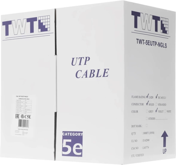 Кабель информационный Lanmaster TWT-5EUTP-NGLS кат.5E UTP 4 пары 24AWG PVC внутренний 305м фиолетовый