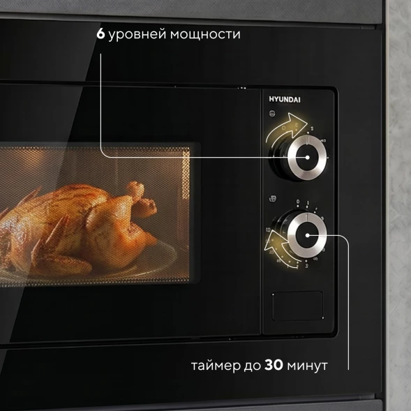 Микроволновая печь Hyundai HBW 2031 BG 20л. 700Вт черный (встраиваемая)