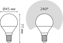 Лампа светодиодная Gauss 6.5Вт цок.:E14 шар 220B 3000K св.свеч.бел.теп. (упак.:1шт) (105101107)