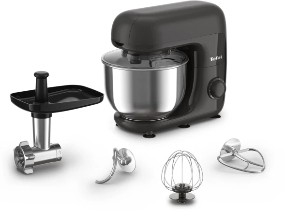 Кухонная машина Tefal Bake Essential QB161H38 планетар.вращ. 800Вт черный/серебристый