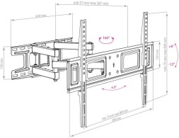 Кронштейн для телевизора Arm Media LCD-418 черный 32"-65" макс.35кг настенный поворотно-выдвижной и наклонный