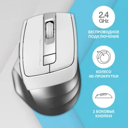 Мышь A4Tech Fstyler FG35 серебристый/белый оптическая (2000dpi) беспроводная USB (6but)