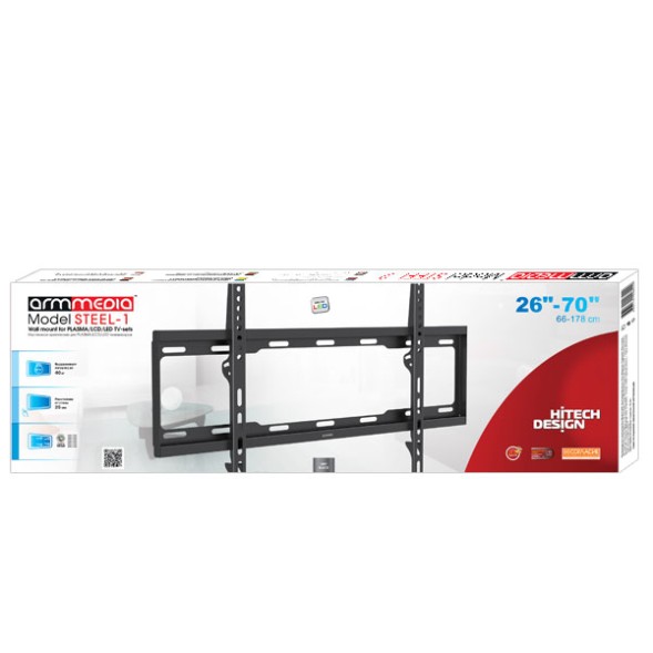 Кронштейн для телевизора Arm Media STEEL-1 черный 32&amp;quot;-90&amp;quot; макс.40кг настенный фиксированный