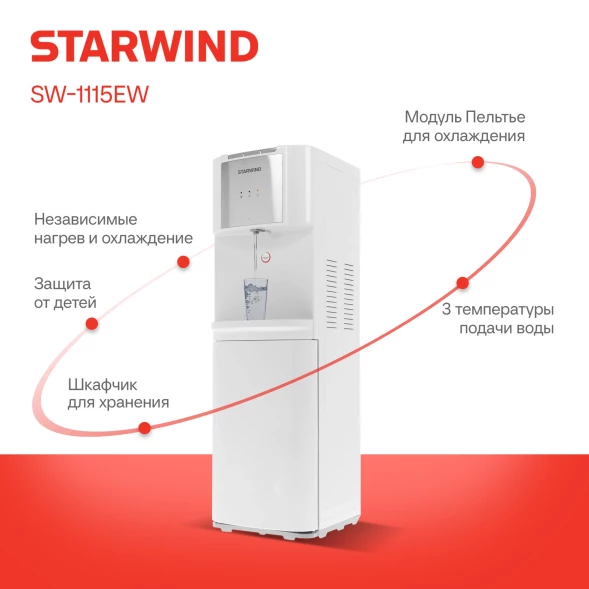 Кулер Starwind SW-1115EW напольный электронный белый