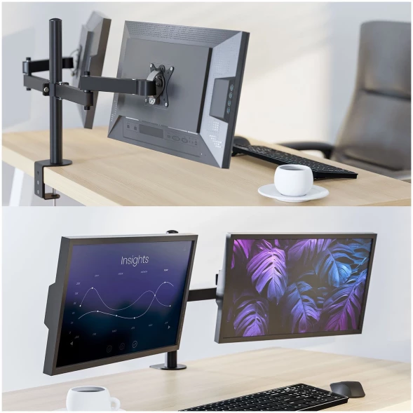 Кронштейн для мониторов Holder MDS-SU203-B черный 13&amp;quot;-32&amp;quot; макс.8кг настольный поворот и наклон верт.перемещ.