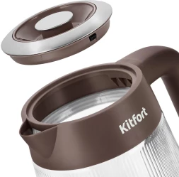 Чайник электрический Kitfort КТ-8710 1.8л. 2200Вт коричневый/нержавеющая сталь корпус: стекло/металл/пластик