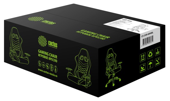 Кресло игровое Cactus с RGB-подсветкой черный эко.кожа с подголов. крестов. сталь