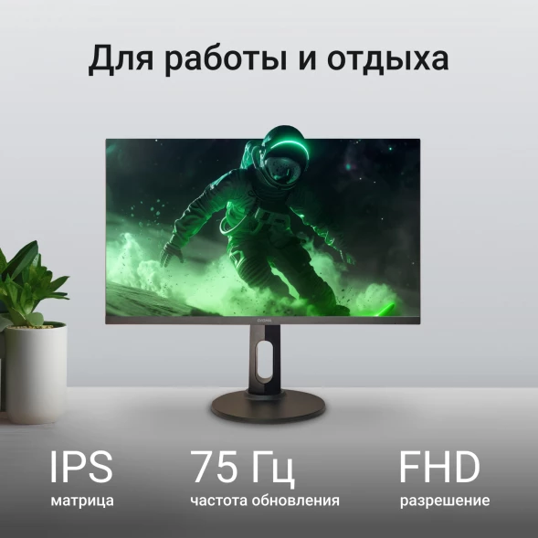 Монитор Digma 27&amp;quot; Progress 27P505F черный IPS LED 16:9 HDMI M/M матовая HAS Piv 300cd 178гр/178гр 1920x1080 75Hz G-Sync FreeSync DP FHD 4.3кг