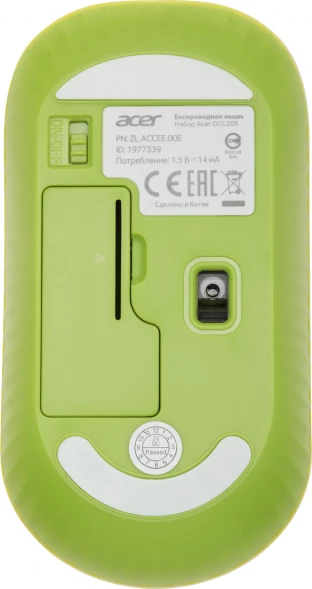 Клавиатура + мышь Acer OCC205 клав:зеленый/желтый мышь:зеленый/желтый USB беспроводная slim Multimedia (ZL.ACCEE.00E)