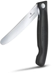 Нож кухонный Victorinox Swiss Classic (6.7833.F) стальной столовый для овощей лезв.110мм серрейт. заточка черный карт.коробка