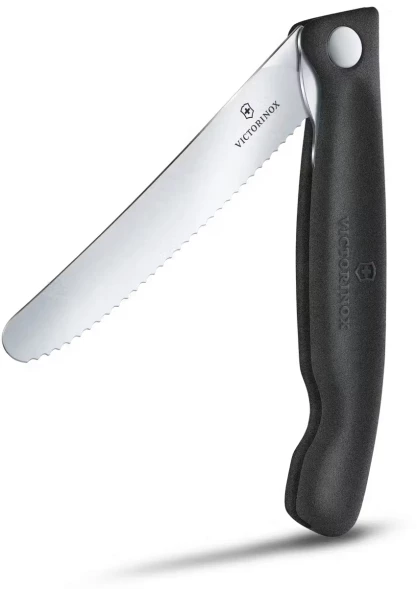 Нож кухонный Victorinox Swiss Classic (6.7833.F) стальной столовый для овощей лезв.110мм серрейт. заточка черный карт.коробка