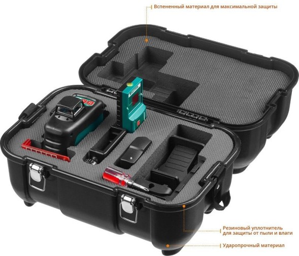 Нивелир лазерн. Kraftool 34640-4 цв.луч. красный 3луч.