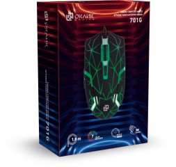Мышь Оклик 701G черный оптическая (3600dpi) USB для ноутбука (6but)