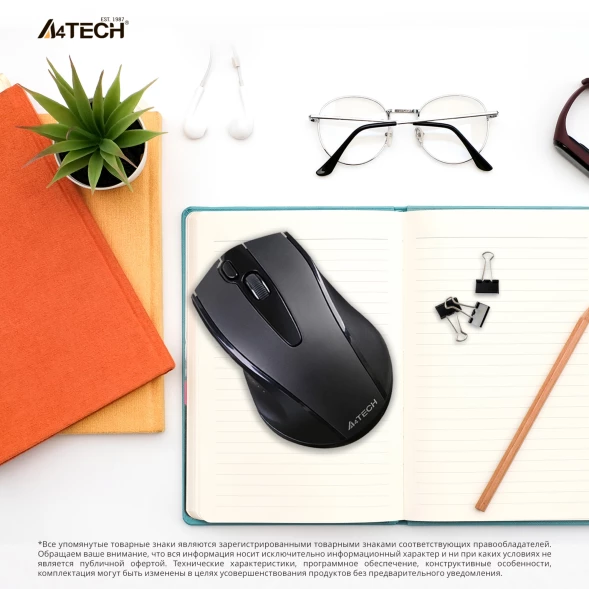 Мышь A4Tech V-Track G9-500FS черный оптическая (1200dpi) silent беспроводная USB (4but)