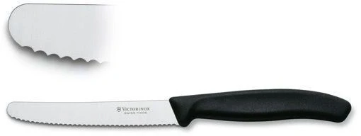 Нож кухонный Victorinox Swiss Classic (6.7833) стальной столовый лезв.110мм серрейт. заточка черный