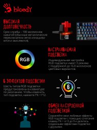 Клавиатура A4Tech Bloody B820R механическая черный USB for gamer LED (B820R BLACK (RED SWITCH))