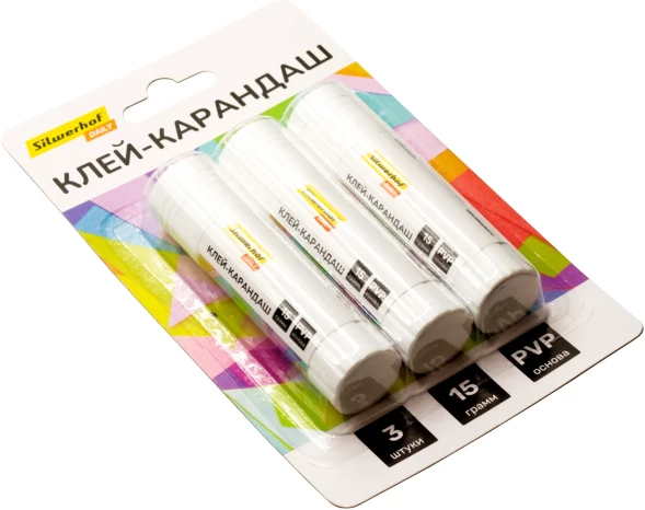 Клей-карандаш Silwerhof Daily 15гр ПВП блистер (упак.:3шт)