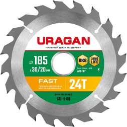 Диск пильный по дер. Uragan Fast (36800-185-30-24_Z01) d=185мм d(посад.)=30мм (циркулярные пилы)