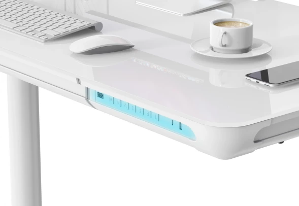 Стол для компьютера Cactus CS-EGD-WT-LED столешница закаленное стекло белый каркас белый 120x71x60см