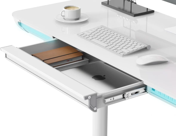 Стол для компьютера Cactus CS-EGD-WT-LED столешница закаленное стекло белый каркас белый 120x71x60см