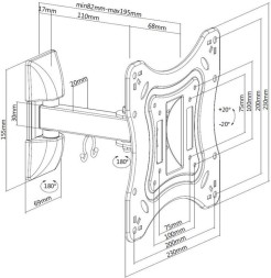 Кронштейн для телевизора Ultramounts UM865 черный 23&amp;quot;-42&amp;quot; макс.20кг настенный поворотно-выдвижной и наклонный