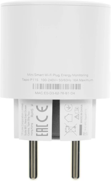 Умная розетка TP-Link Tapo P115 Wi-Fi белый (TAPO P115(1-PACK))