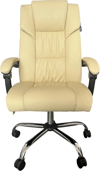 Кресло Cactus CS-CHR-OC04M-WT с вибромассажем слоновая кость эко.кожа с подголов. крестов.