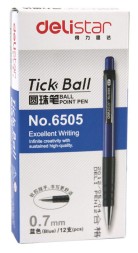 Ручка шариков. Deli 6505 прозрачный d=0.7мм син. черн.