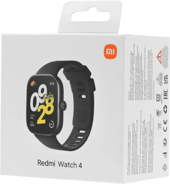 Смарт-часы Xiaomi Redmi Watch 4 1.97&amp;quot; AMOLED корп.черный рем.черный разм.брасл.:135-205мм (BHR7854GL)