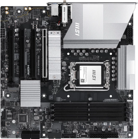 Материнская плата MSI PRO B860M-A WIFI6E Soc-1851 Intel B860 mATX AC`97 8ch(7.1) 5Gigabit RAID+HDMI+DP