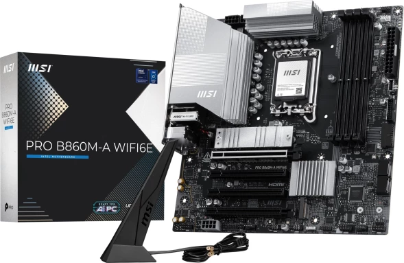 Материнская плата MSI PRO B860M-A WIFI6E Soc-1851 Intel B860 mATX AC`97 8ch(7.1) 5Gigabit RAID+HDMI+DP
