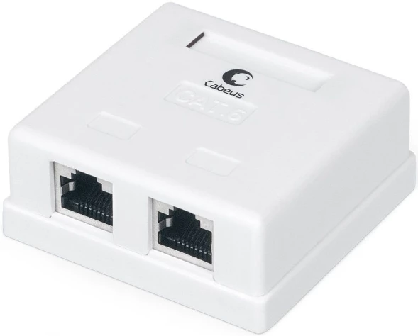 Розетка Cabeus WS-8P8C-CAT.6-SH-2 комп. RJ45 2 кат.6 бел.