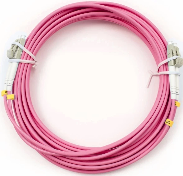 Патч-корд Cabeus FOP-50-OM4-LC-LC-5M 2x50/125 OM4 LC дуплекс-LC дуплекс 5м LSZH розовый