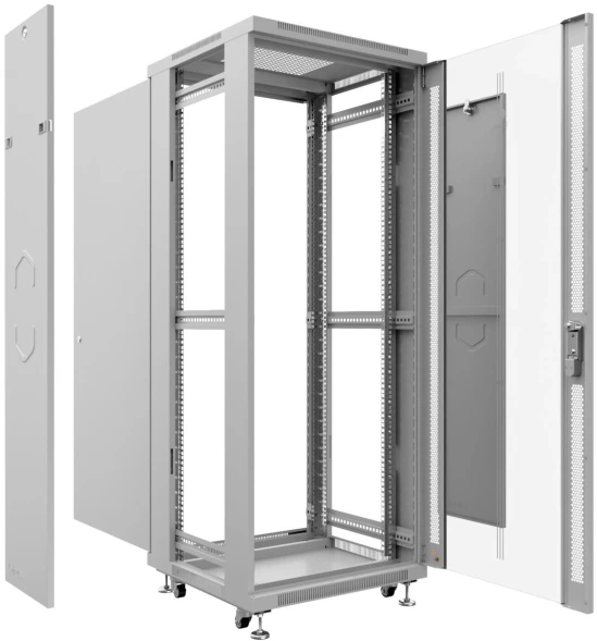 Шкаф коммутационный Cabeus (SH-05C-18U60/60) напольный 18U 600x600мм пер.дв.стекл металл 800кг серый 500мм 50.2кг 220град. 988мм IP20 сталь
