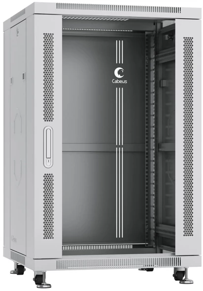 Шкаф коммутационный Cabeus (SH-05C-18U60/60) напольный 18U 600x600мм пер.дв.стекл металл 800кг серый 500мм 50.2кг 220град. 988мм IP20 сталь