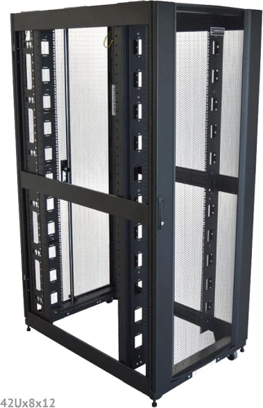Шкаф коммутационный Lanmaster (LAN-DC-CBP-42UX8X12) напольный 42U 800x1200мм пер.дв.перфор. задн.дв.перфор.2-хст. 4 бок.пан. 1500кг черный