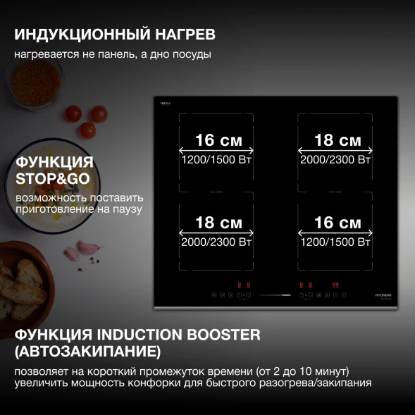 Индукционная варочная поверхность Hyundai HHI 6772 BG черный