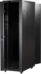 Шкаф серверный Lanmaster (TWT-CBB-47U-6X6-G1) напольный 47U 600x600мм пер.дв.стекл металл 2 бок.пан. 800кг черный 526мм 95кг 2277мм IP20 металл