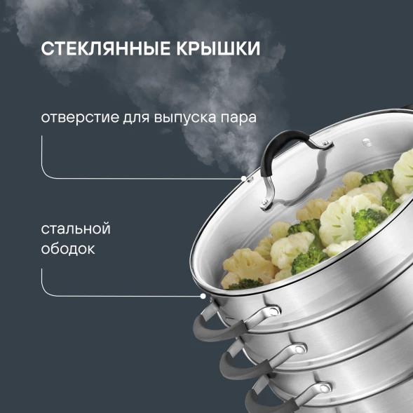 Кастрюля-пароварка Rondell RDS-1815 30.4л. d=32см (с крышкой) стальной