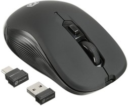 Мышь Оклик 610MWC черный оптическая (1600dpi) беспроводная USB/USB-C для ноутбука (6but)
