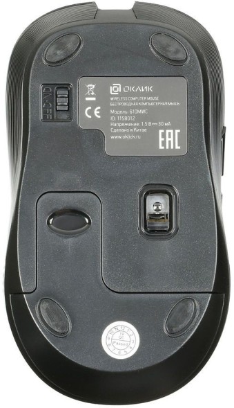 Мышь Оклик 610MWC черный оптическая (1600dpi) беспроводная USB/USB-C для ноутбука (6but)