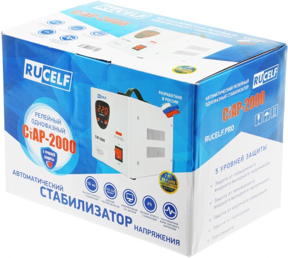 Стабилизатор напряжения Rucelf СтАР-2000 2кВА однофазный белый