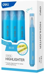 Текстовыделитель Deli EU12S-BL скошенный пиш. наконечник 1-5мм голубой коробка картонная