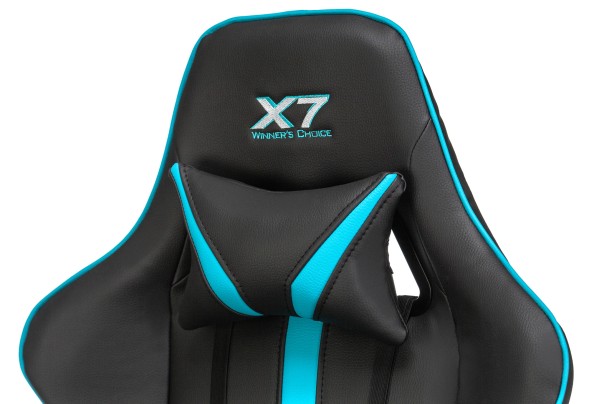 Кресло игровое A4Tech X7 GG-1200 черный/голубой эко.кожа крестов. пластик