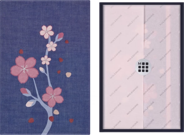 Блокнот Moleskine LIMITED EDITION SAKURA LESU08QP062BOX 130х210мм обложка текстиль 176стр. нелинованный подар.кор. синий 2025