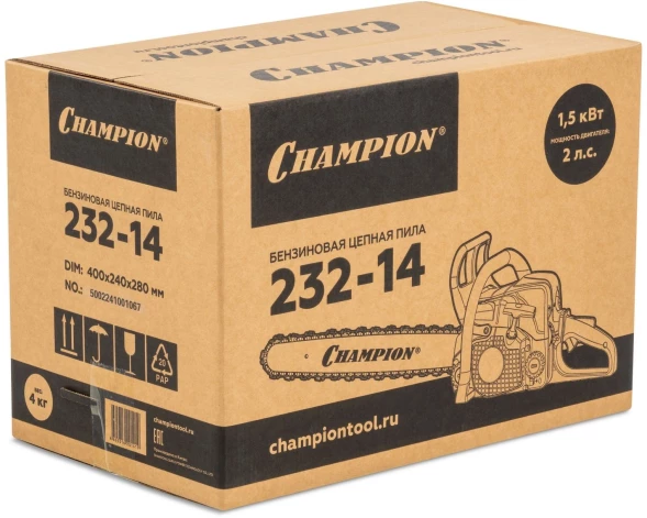 Бензопила Champion 232-14 1500Вт 2л.с. дл.шины:14&amp;quot; (35cm)