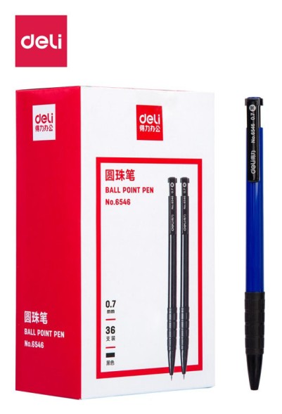 Ручка шариков. автоматическая Deli 6546blue ассорти d=0.7мм син. черн. резин. манжета
