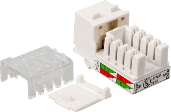 Модуль Lanmaster LAN-OK45U5E/90N-WH информ. Keystone RJ45 кат.5E UTP бел. (упак.:1шт)