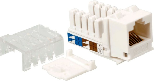 Модуль Lanmaster LAN-OK45U5E/90N-WH информ. Keystone RJ45 кат.5E UTP бел. (упак.:1шт)